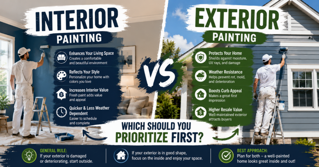 Interior painting vs exterior painting