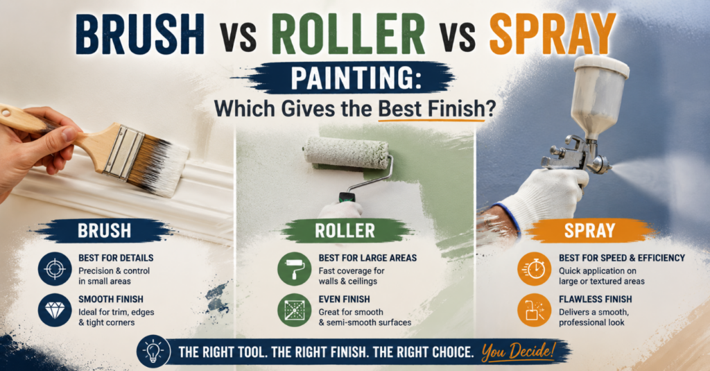 Brush vs Roller vs Spray Painting